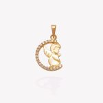 Dije oro 18k amarillo, Media Luna y Angel de la Guarda.