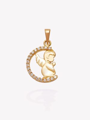 Dije Media Luna y Angel de la Guarda, Oro Amarillo