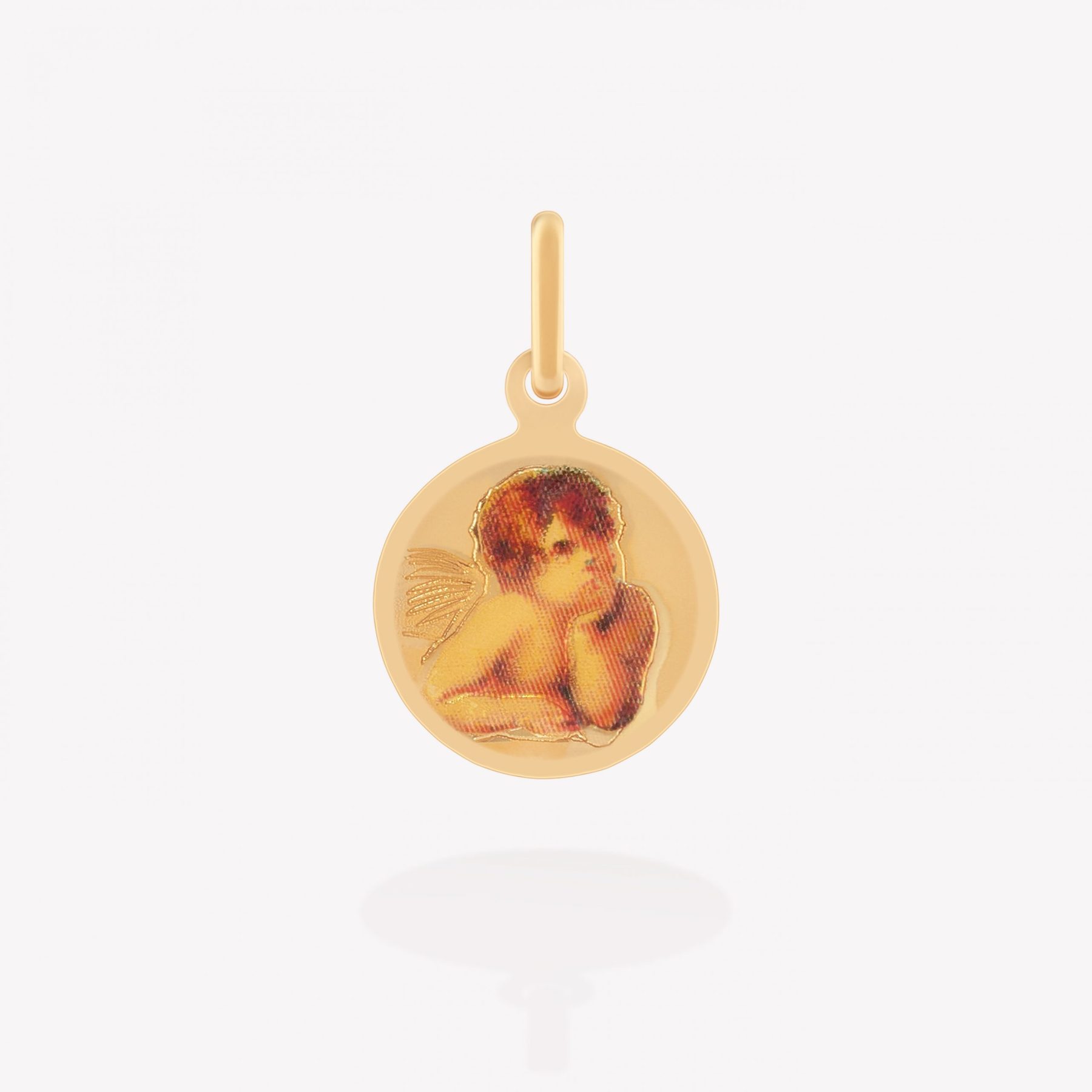 Dije oro 18k amarillo, Querubín esmaltado.