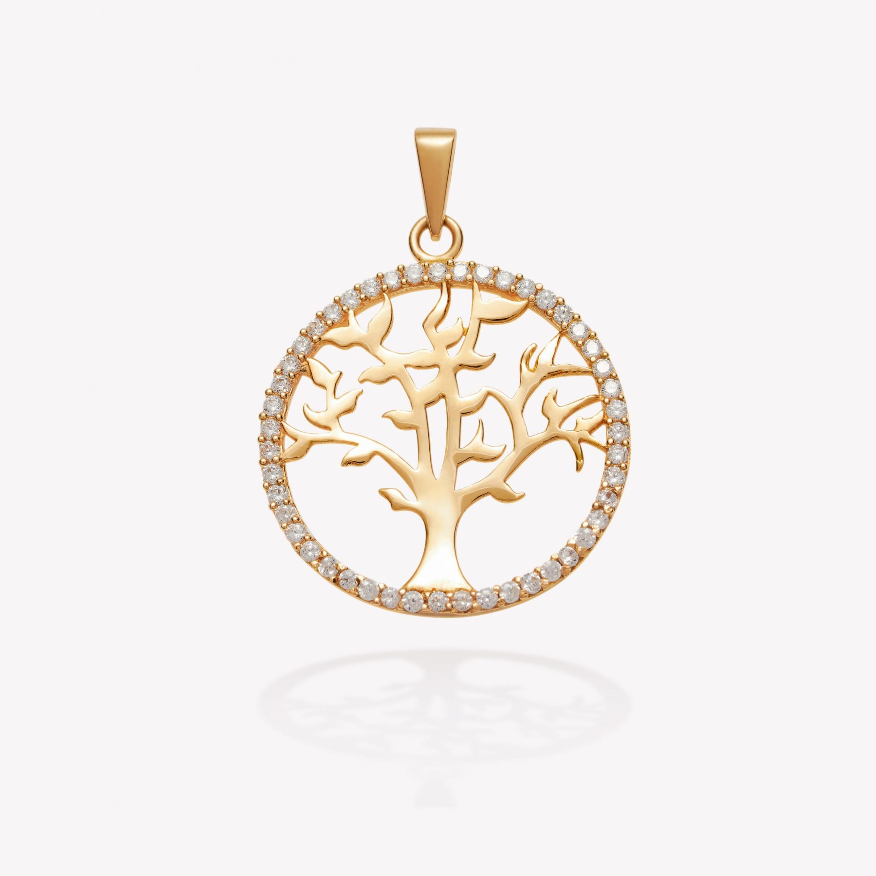 Dije oro 18k amarillo, Árbol de la Vida con Circonios.