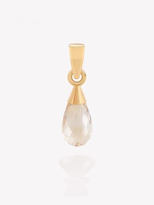 Dije oro 18k amarillo, Briolette Blanco.