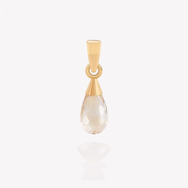 Dije oro 18k amarillo, Briolette Blanco.