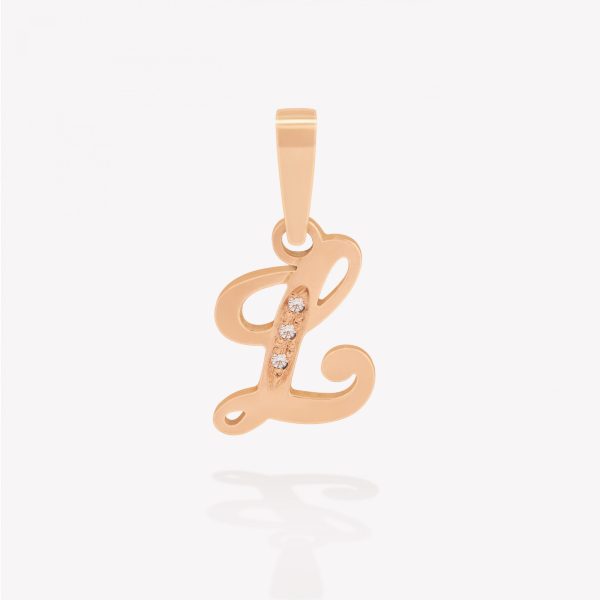 Dije oro 18k Naranja, Inicial L Inglesa.