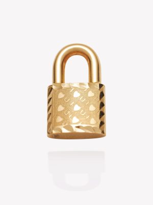 Dije Candado con Corazones, Oro amarillo