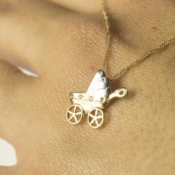 Dije Coche Vintage, Oro amarillo y Blanco