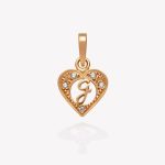 Dije oro 18k naranja, Corazón con inicial G inglesa.