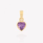 Dije oro 18k amarillo, Corazón Amatista.