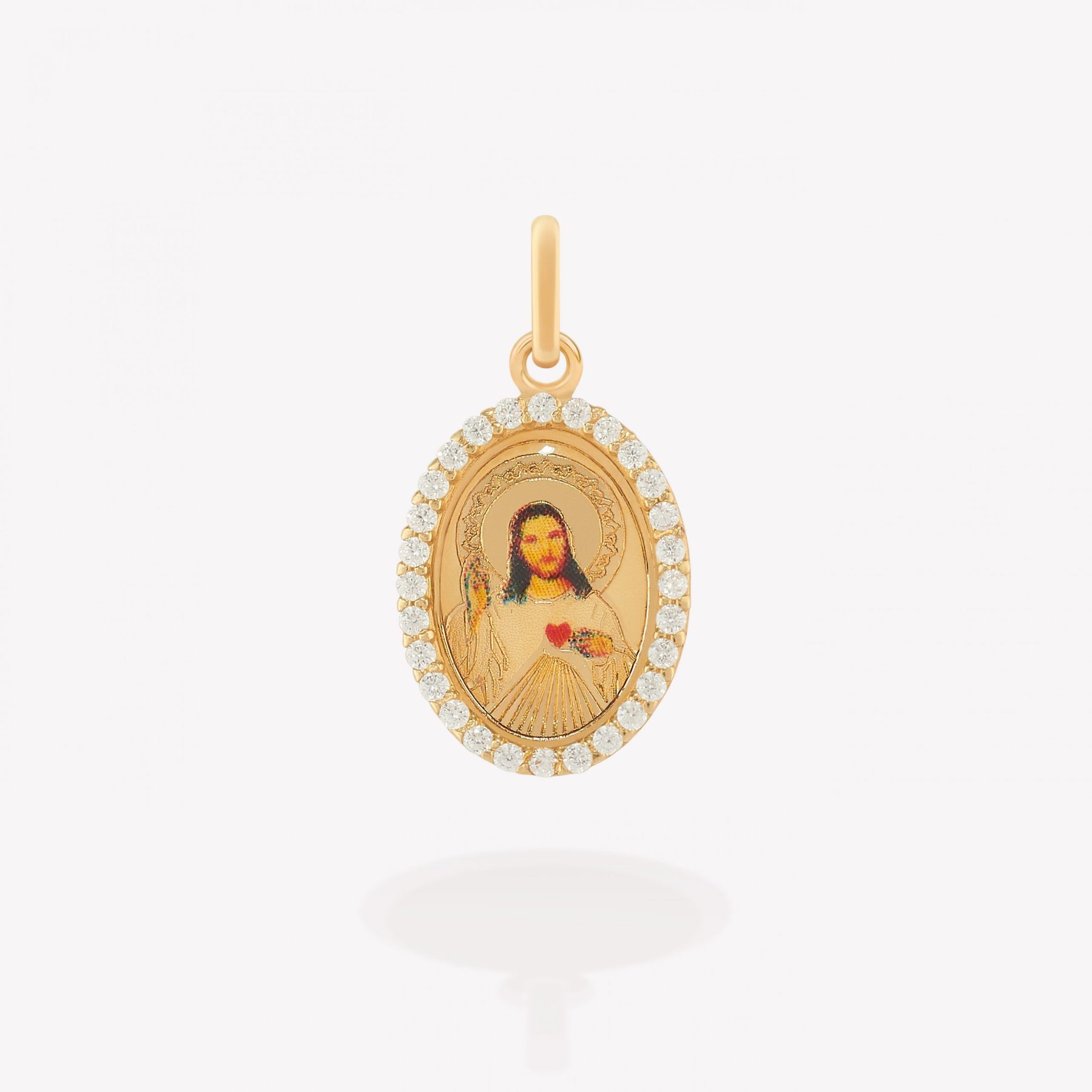 Dije Coro 18k amarillo, Corazón de Jesús.
