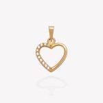 Dije oro 18k amarillo, Corazón con Circonios al Borde.