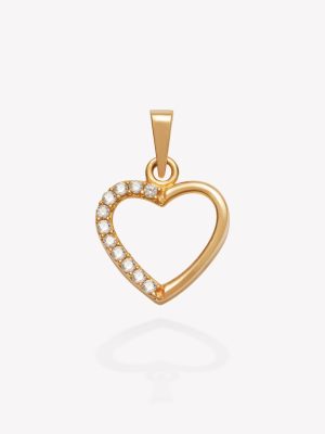 Dije Corazón con Circonios al Borde, Oro amarillo
