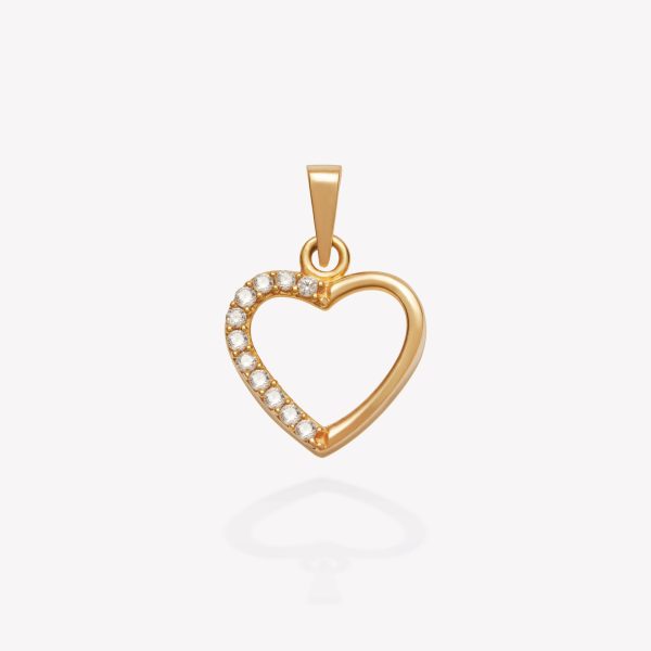 Dije oro 18k amarillo, Corazón con Circonios al Borde.
