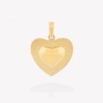 Dije Corazón doble con fondo escarchado, Oro amarillo