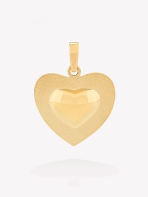 Dije Corazón doble con fondo escarchado, Oro amarillo
