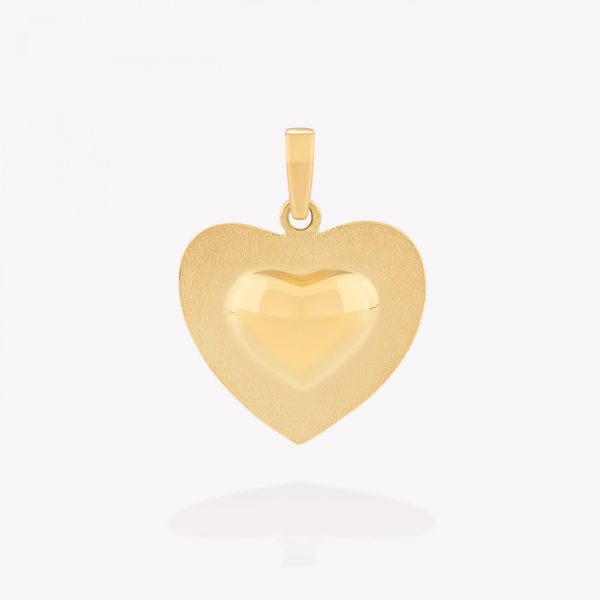 Dije Corazón doble con fondo escarchado, Oro amarillo