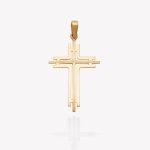 Dije oro 18k amarillo, Cruz Calado y Satinado.