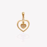 Dije oro 18k amarillo, Corazón Colgante con Circonios.