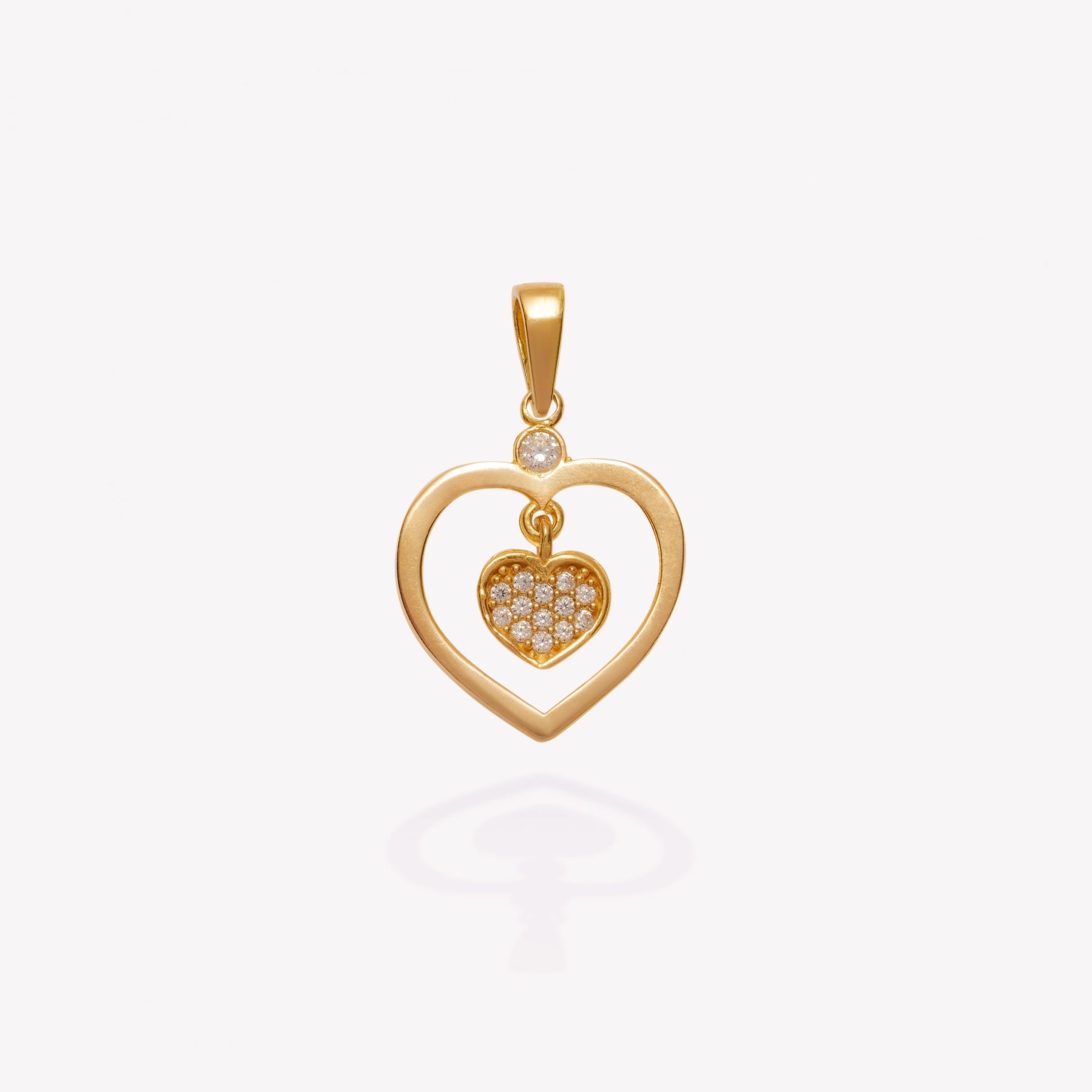 Dije oro 18k amarillo, Corazón Colgante con Circonios.