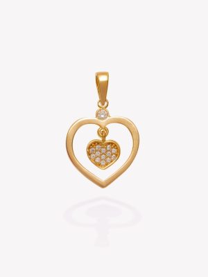 Dije Corazón Colgante con Circonios, Oro Amarillo