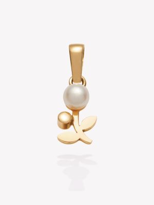 Dije tentación Flor con Perla, Oro amarillo