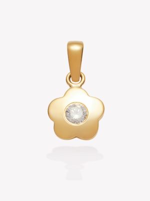Dije oro18k amarillo, Flor con Circón de 4mm.