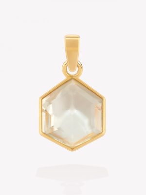 Dije con Cuarzo Hexágono, Oro Amarillo