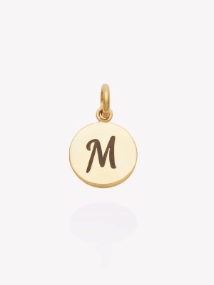 Placa redonda 1.2 cms. con inicial M, Oro Amarillo