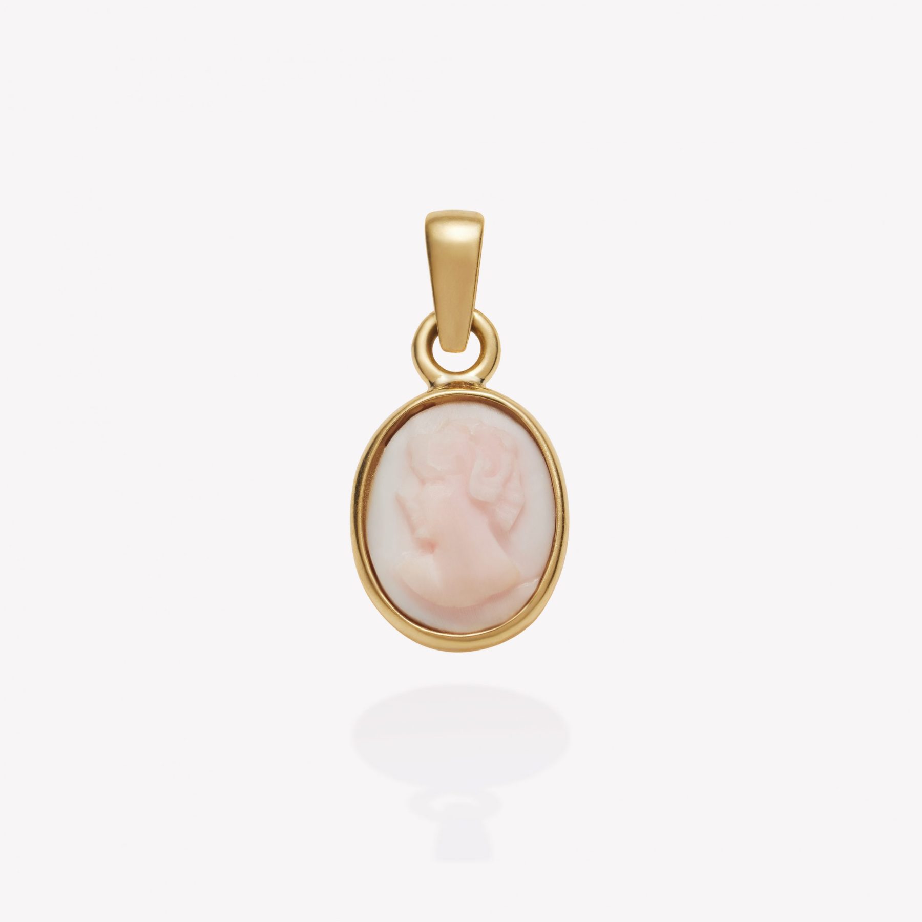 Dije oro 18k amarillo, Camafeo Rosado.