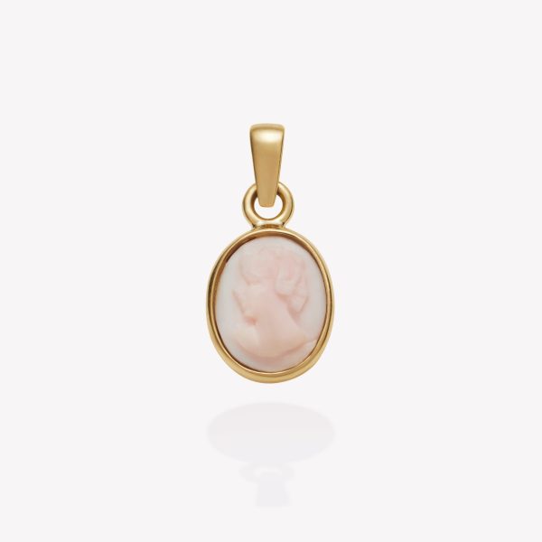 Dije oro 18k amarillo, Camafeo Rosado.