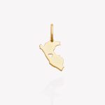 Dije oro 18k amarillo, Mapa del Perú y Corazón 2.5 cm.