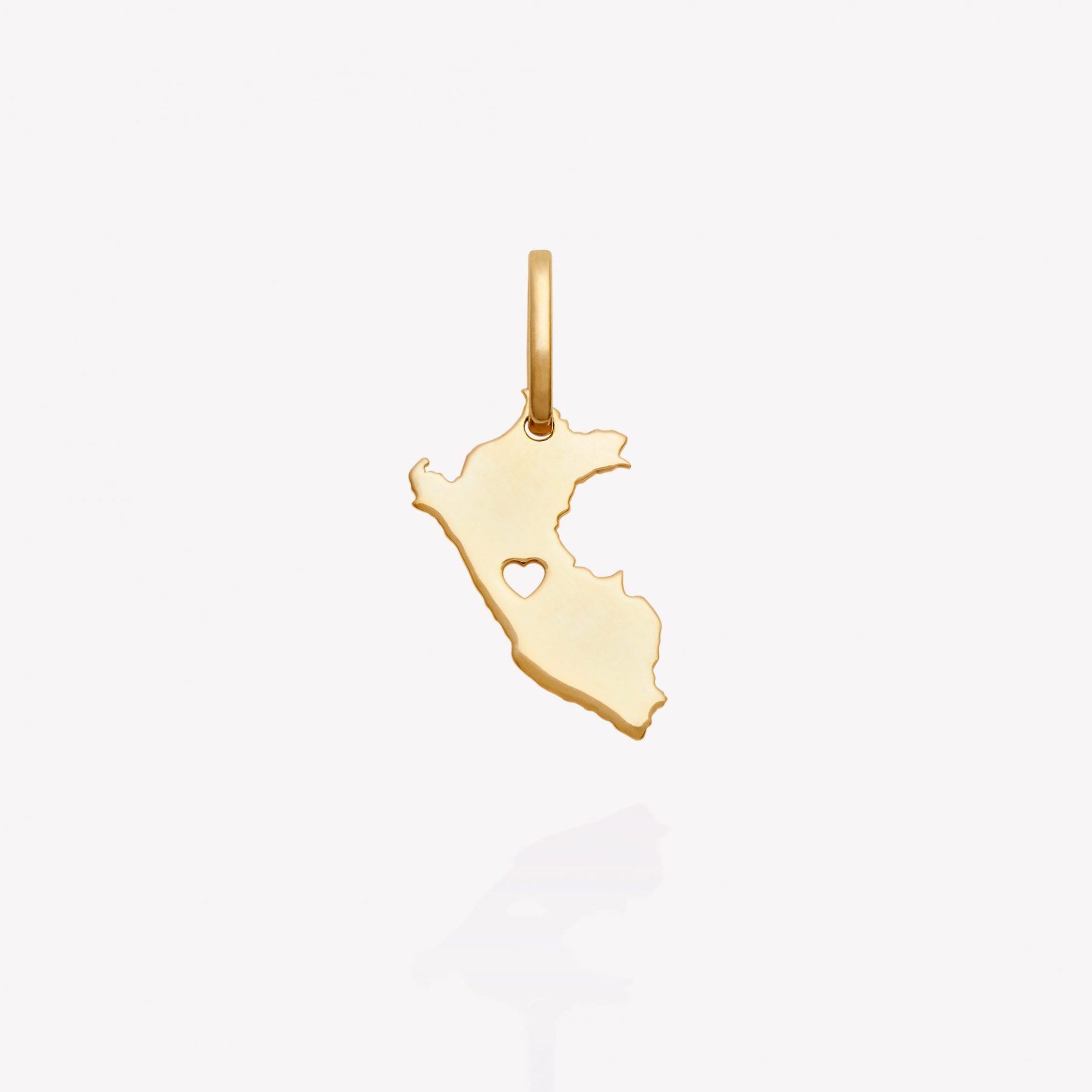 Dije oro 18k amarillo, Mapa del Perú y Corazón 2.5 cm.