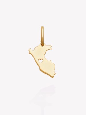 Dije Mapa del Perú y Corazón, 2.5 cm. Oro Amarillo