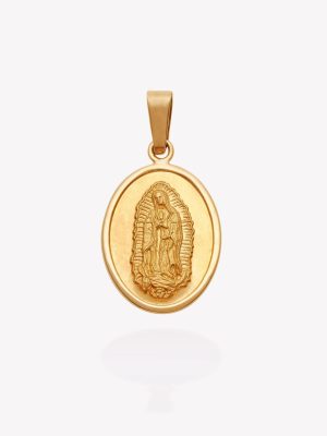 Medalla oro 18k amarillo, Oval Virgen de Guadalupe.