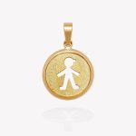 Placa oro 18k amarillo, Redonda con Niño.