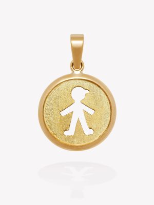 Placa oro 18k amarillo, Redonda con Niño.