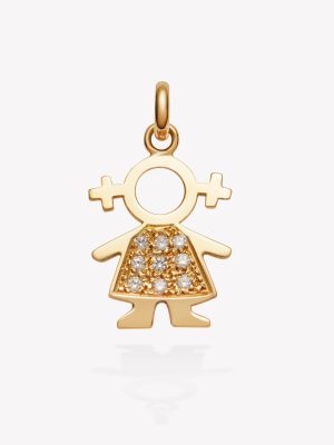 Dije 18k amarillo, Niña Fantasía Con Circonios.