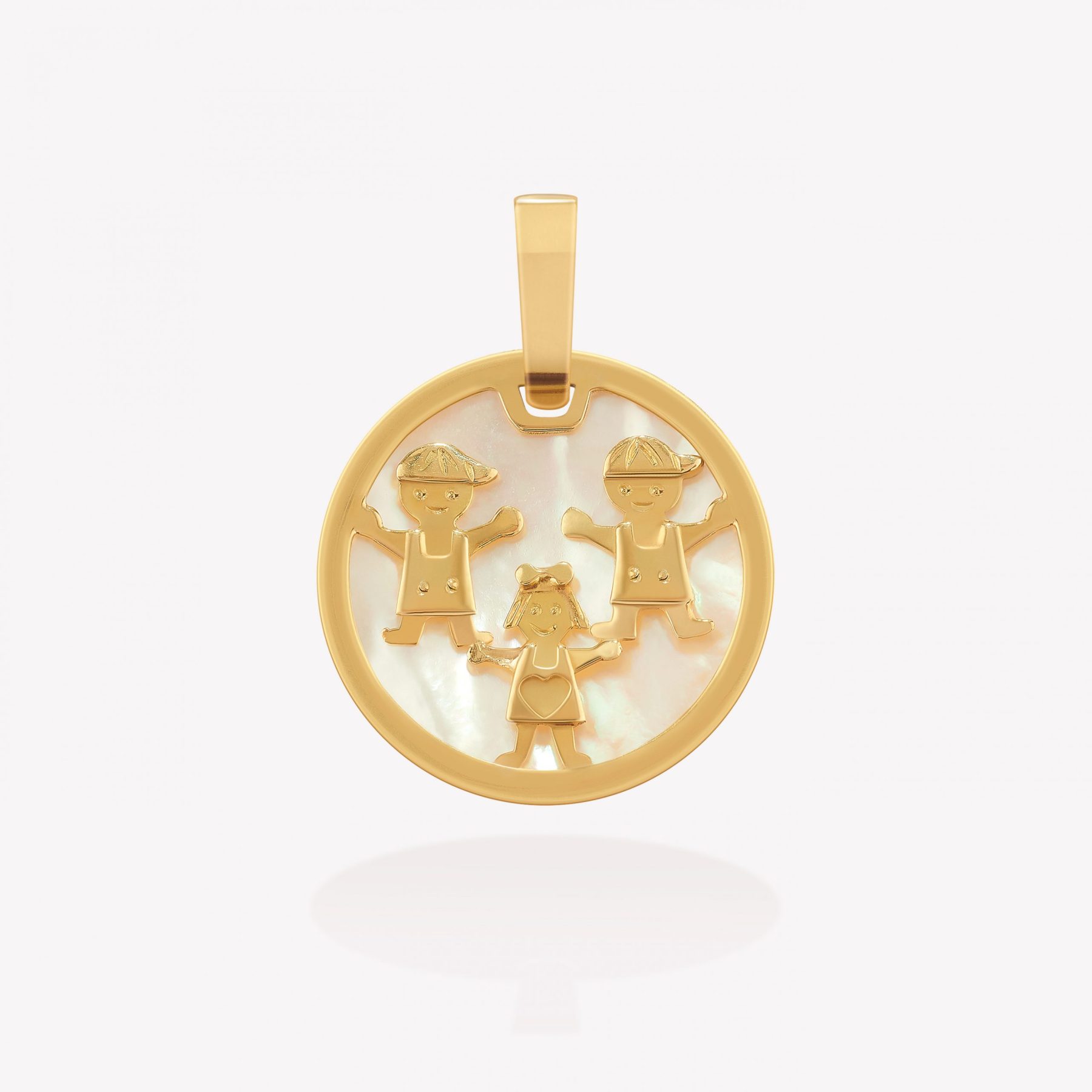 Dije oro 18k amarillo, Nácar con Niños.