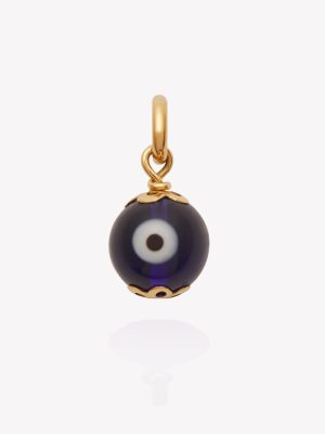 Dije oro 18k amarillo, Ojo Turco Azul redondo 9.5mm.