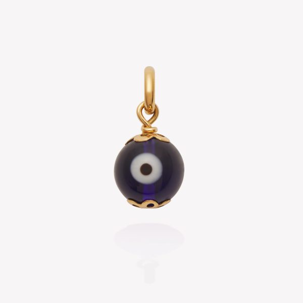 Dije oro 18k amarillo, Ojo Turco Azul redondo 9.5mm.