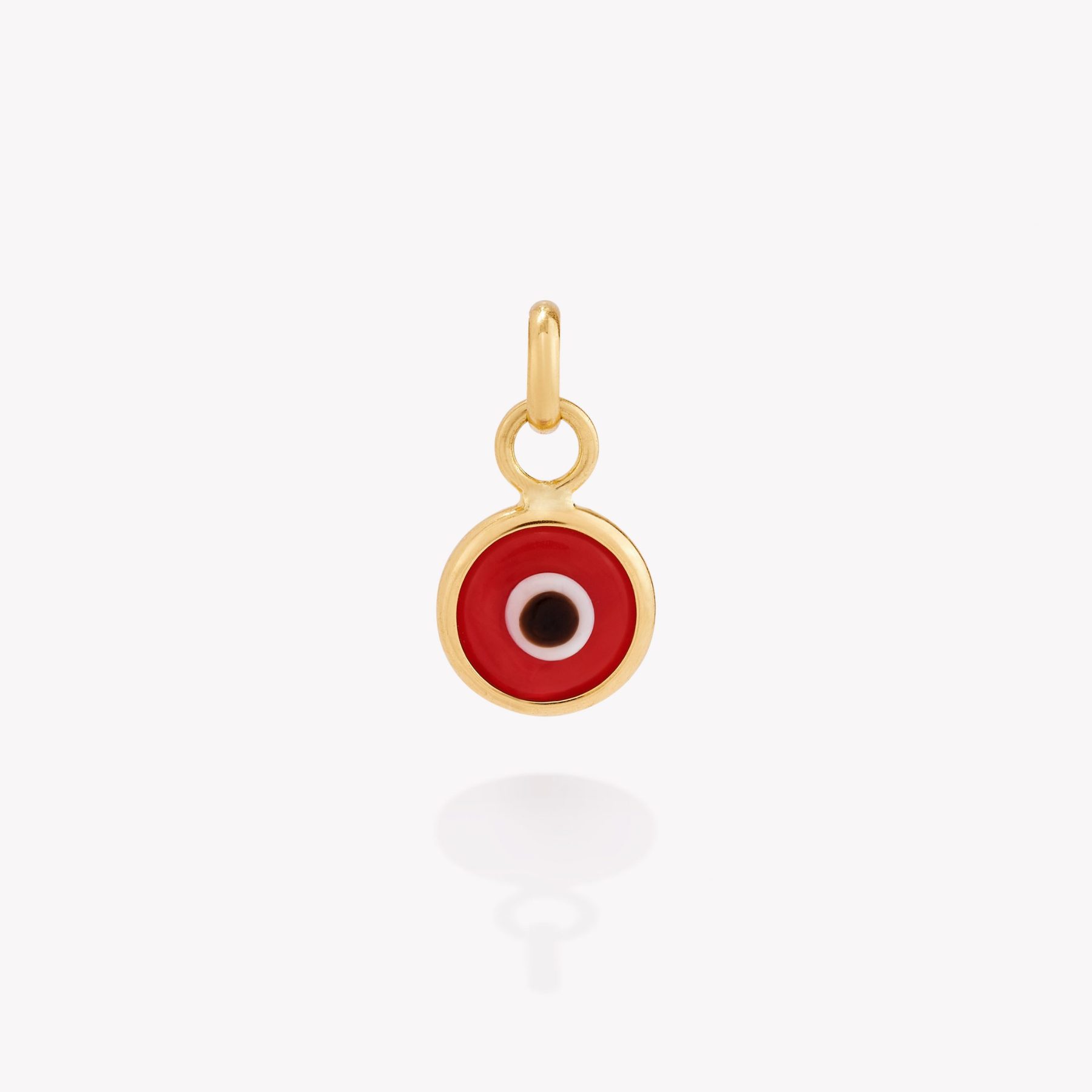 Dije oro 18k amarillo, Ojo Turco Rojo 8mm.