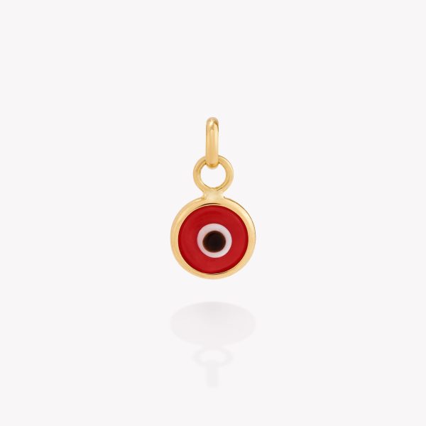 Dije oro 18k amarillo, Ojo Turco Rojo 8mm.