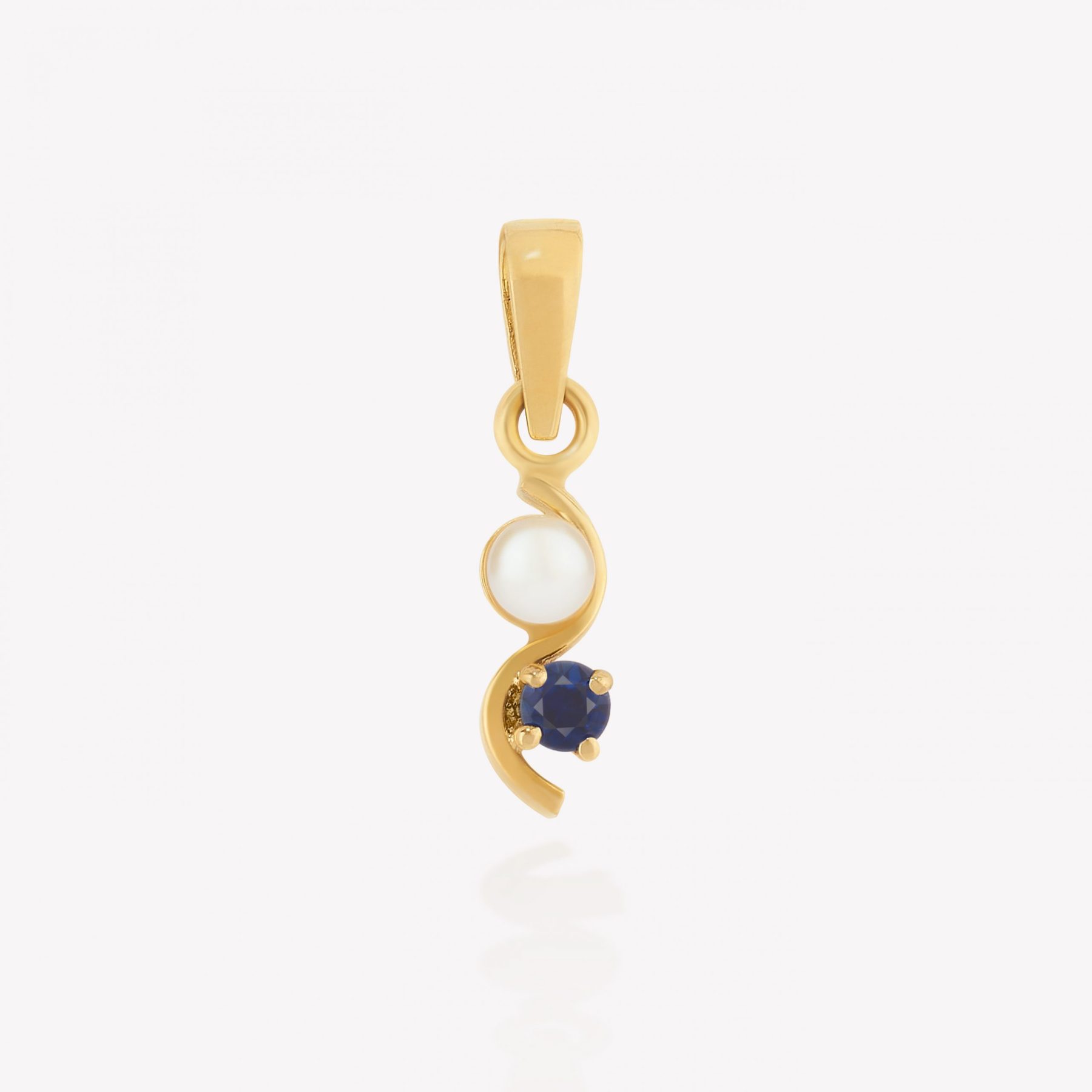 Dije oro 18k amarillo, Tú y Yo Zafiro Azul natural.