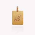 Placa oro 18k naranja, Rectangular con Inicial A inglesa.