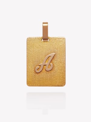 Placa oro 18k naranja, Rectangular con Inicial A inglesa.