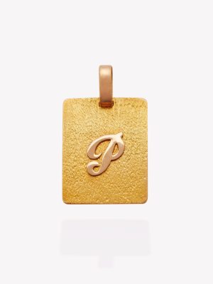 Placa Rectangular Inicial P, Oro Amarillo