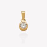 Centro oro 18k amarillo, Punto Luce con moissanite de 6mm.