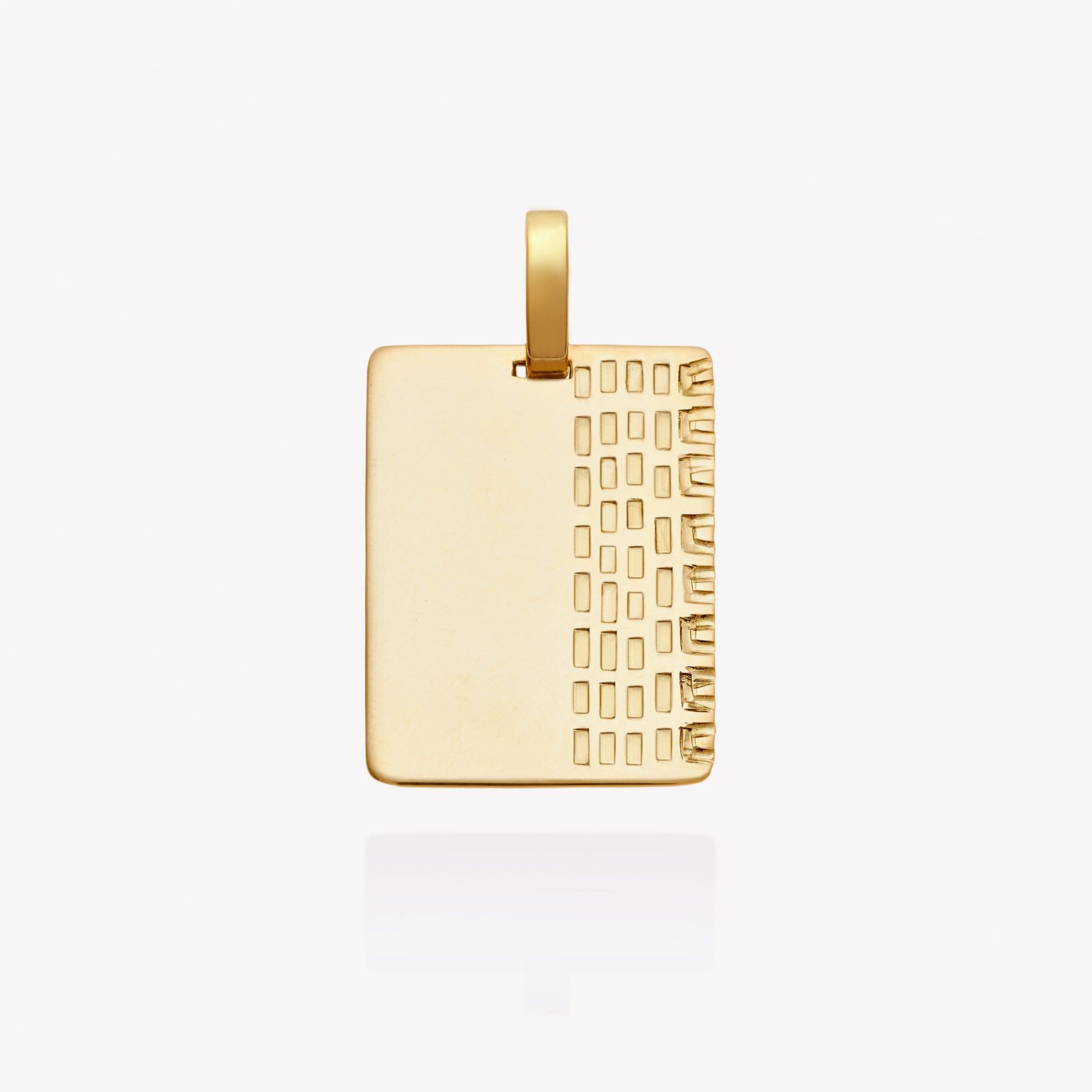 Placa oro 18k amarillo, Rectangular con Diseño 2.4x1.8cms.