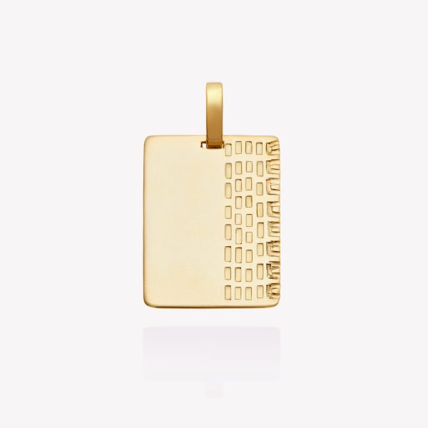 Placa oro 18k amarillo, Rectangular con Diseño 2.4x1.8cms.