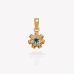 Dije oro 18k amarillo, Margarita con Esmeralda y Circonios.