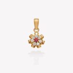 Dije oro 18k amarillo, Margarita con Rubí y Circonios.