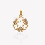 Dije oro 18k amarillo, Trébol Corazones.